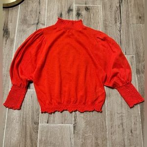 red high neck top